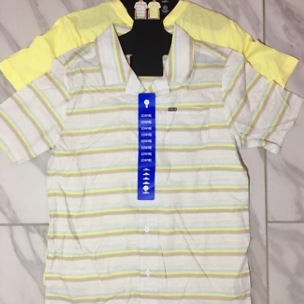 Hurley Yellow and Gray Button Down Shirt